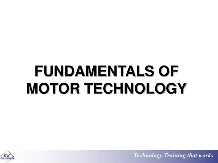 fundamentals of motor technology