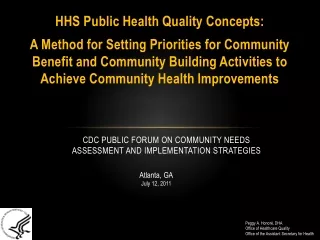 CDC Public Forum on Community Needs Assessment and Implementation Strategies