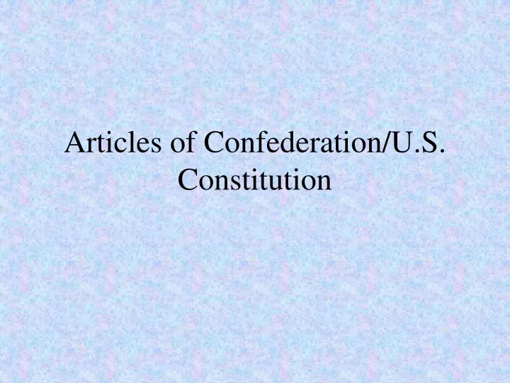 articles of confederation u s constitution