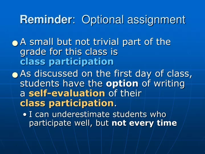 reminder optional assignment