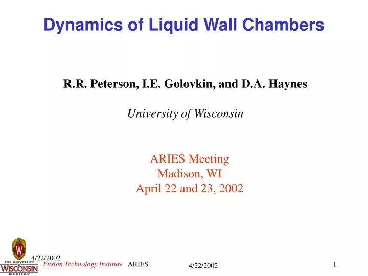 dynamics of liquid wall chambers
