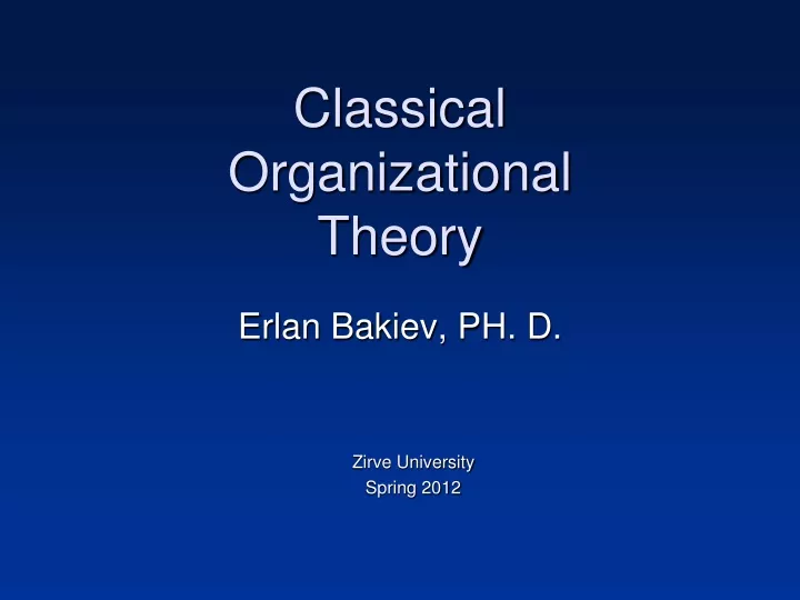 classical organizational theory