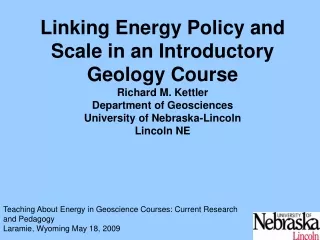 Teaching About Energy in Geoscience Courses: Current Research and Pedagogy