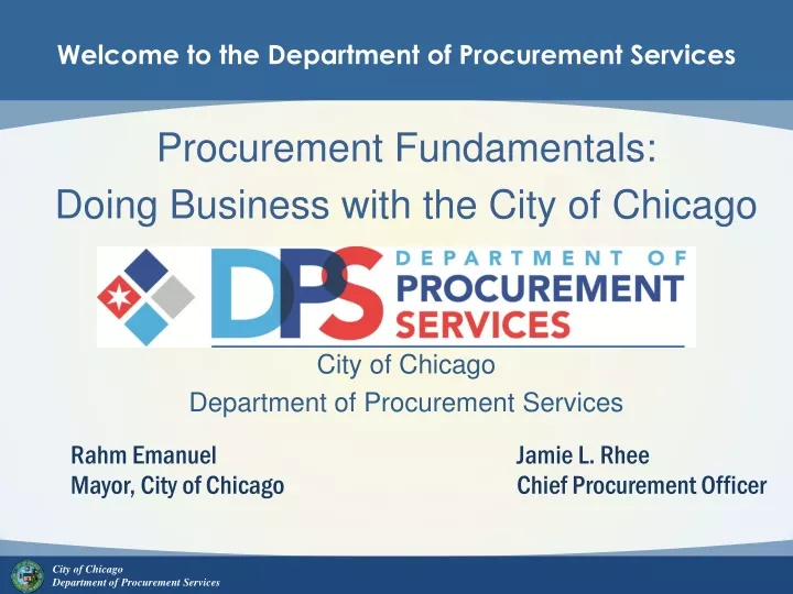 welcome to the department of procurement services