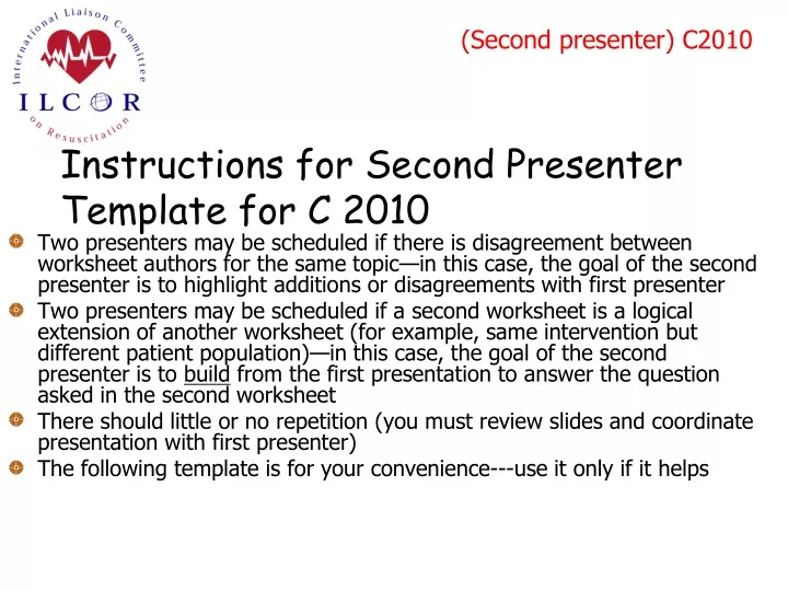 instructions for second presenter template for c 2010