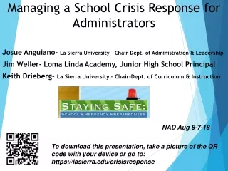 Managing a School Crisis Response for Administrators