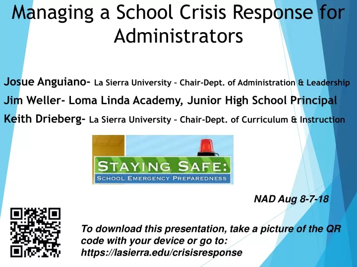 managing a school crisis response for administrators
