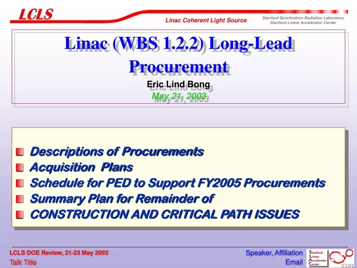 linac wbs 1 2 2 long lead procurement eric lind bong may 21 2003