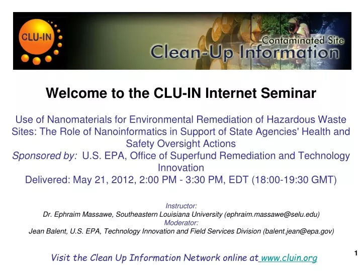 welcome to the clu in internet seminar