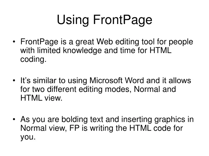 using frontpage