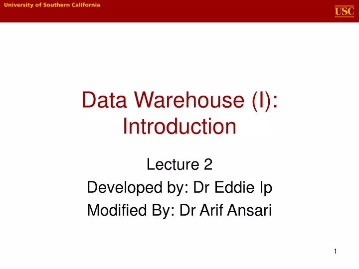 data warehouse i introduction
