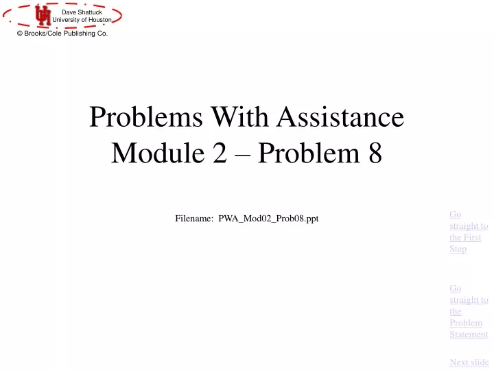 problems with assistance module 2 problem 8