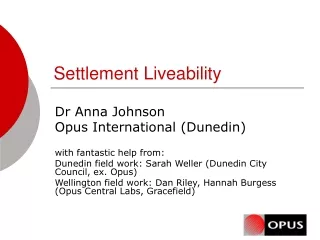 Settlement Liveability