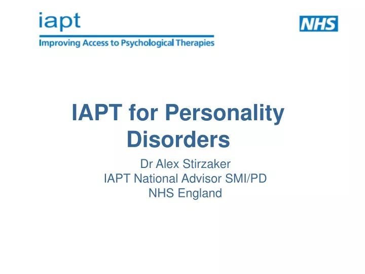 iapt for personality disorders