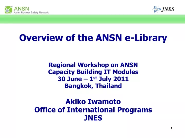 overview of the ansn e library regional workshop