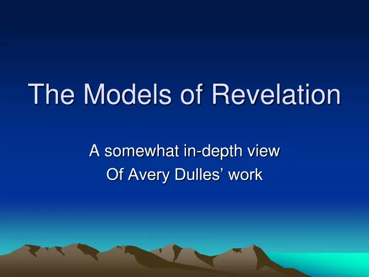 the models of revelation