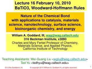 Lecture 16 February 10, 2010 BaTiO3, Woodward-Hoffmann Rules