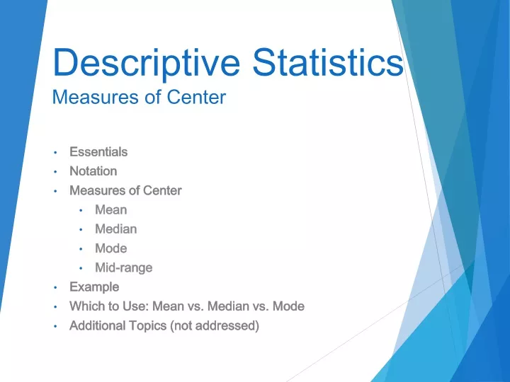 descriptive statistics measures of center