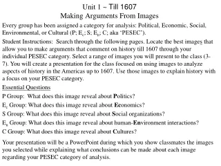 Unit 1 ~  Till 1607 Making Arguments From Images