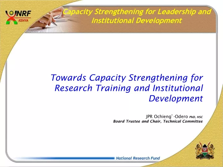 capacity strengthening for leadership and institutional development