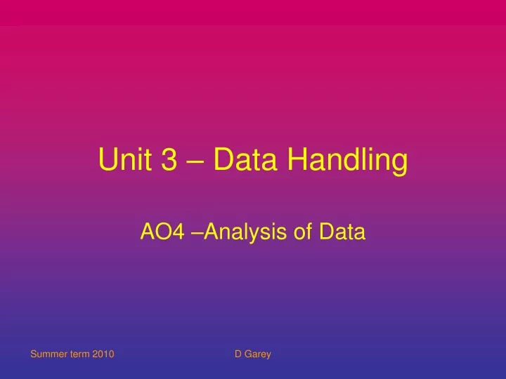 unit 3 data handling