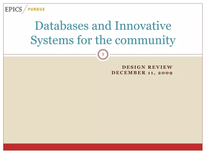 databases and innovative systems for the community