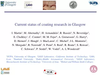 Current status of coating research in Glasgow