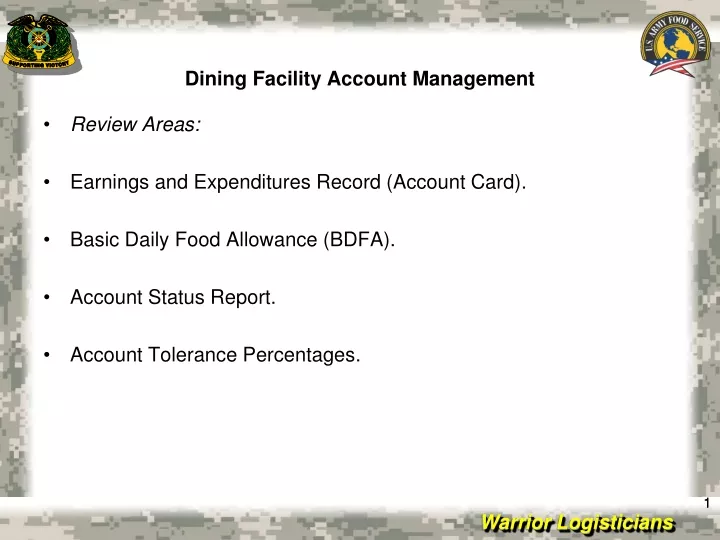 dining facility account management