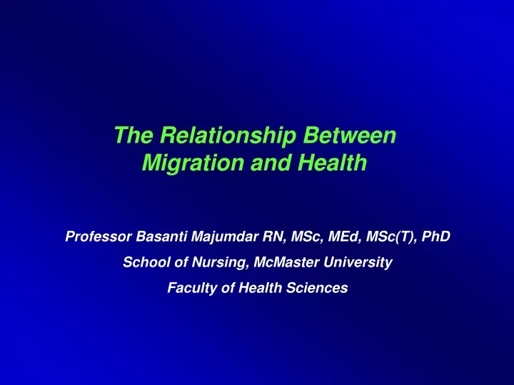 the relationship between migration and health