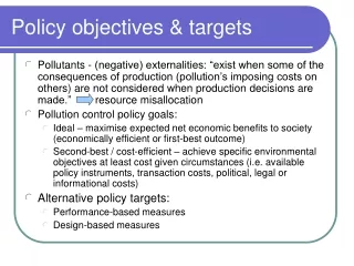 Policy objectives &amp; targets