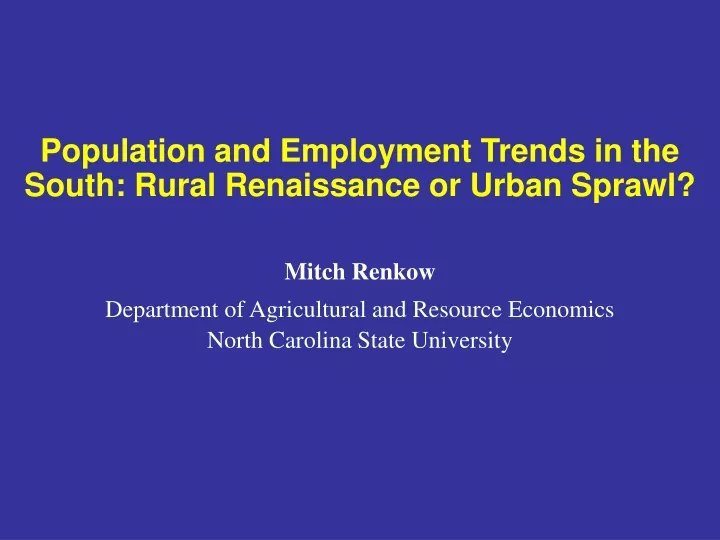 population and employment trends in the south