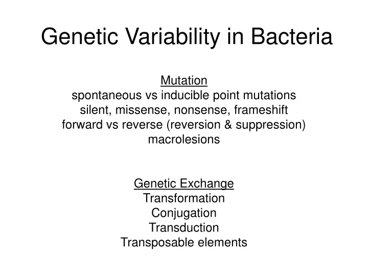 genetic variability in bacteria