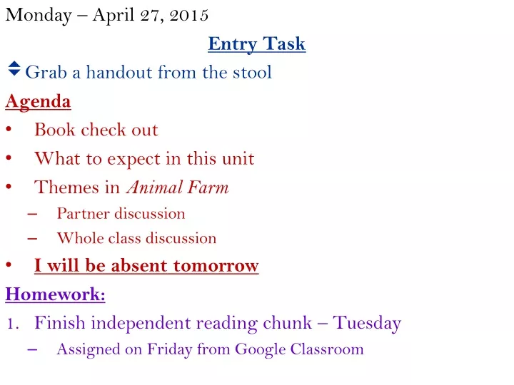 monday april 27 2015 entry task grab a handout