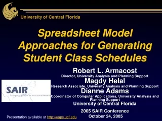 Spreadsheet Model Approaches for Generating Student Class Schedules