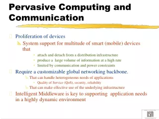Pervasive Computing and Communication