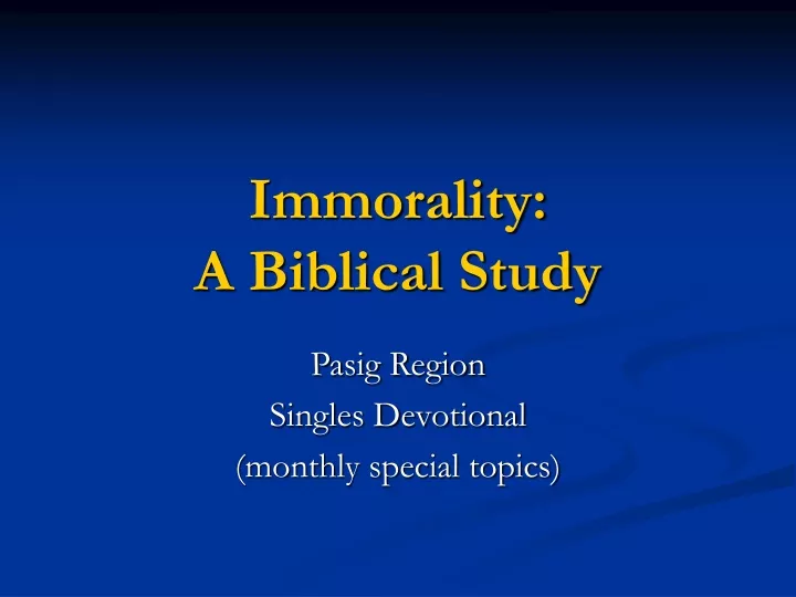 immorality a biblical study