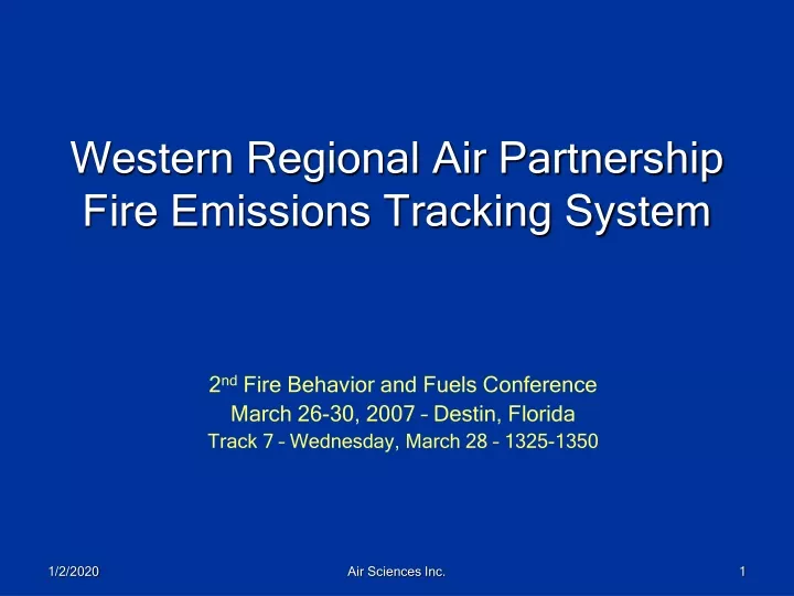western regional air partnership fire emissions tracking system
