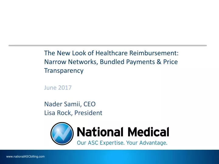 the new look of healthcare reimbursement narrow