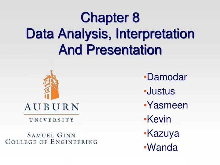 chapter 8 data analysis interpretation and presentation