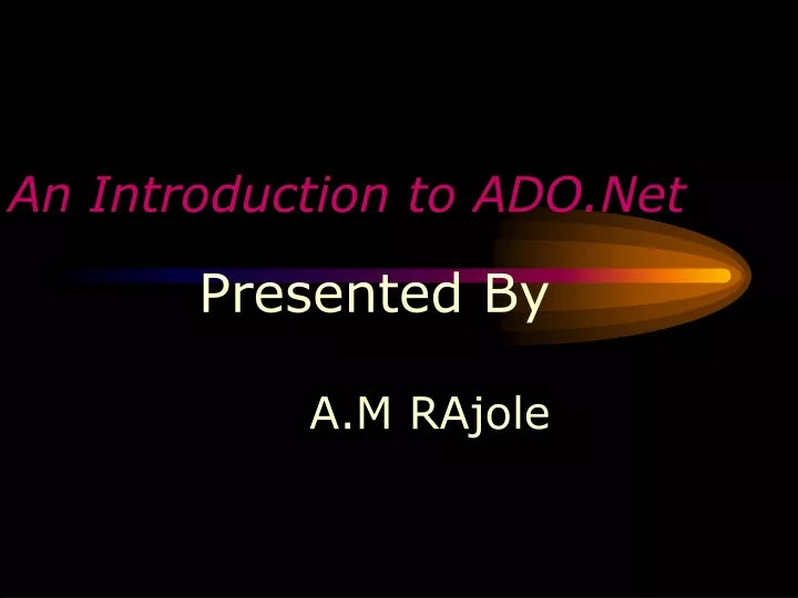 an introduction to ado net