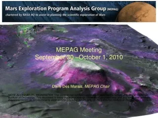 MEPAG Meeting September 30 –October 1, 2010