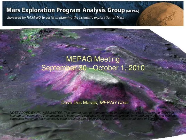 mepag meeting september 30 october 1 2010
