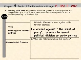 Chapter  9  Section 3 The Federalists in Charge    P. 35/ P. 287