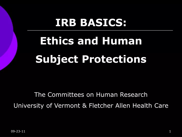 irb basics ethics and human subject protections