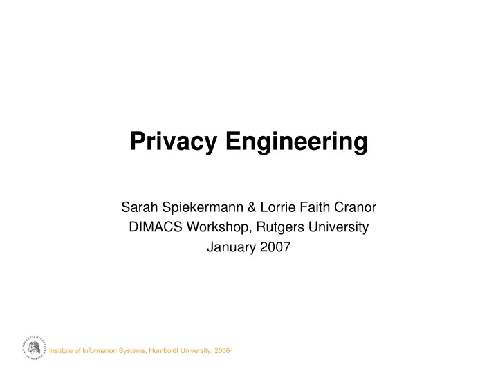 privacy engineering