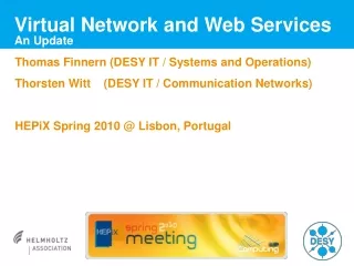 Virtual Network and Web Services An Update