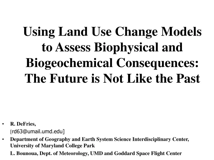using land use change models to assess