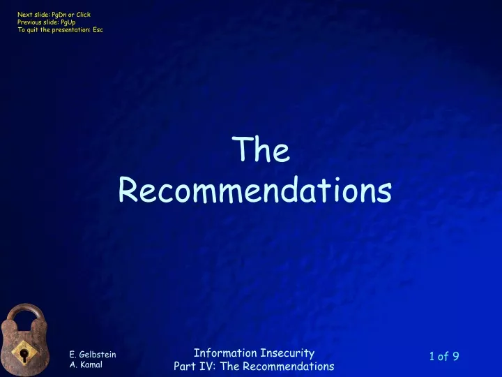the recommendations
