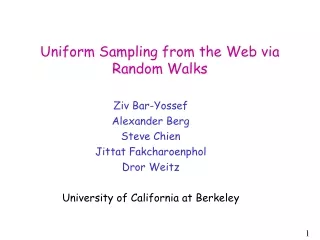 Uniform Sampling from the Web via Random Walks