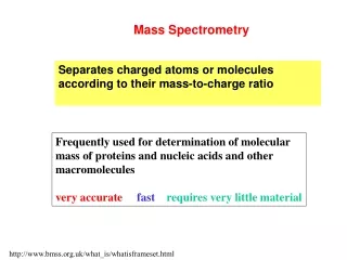 Separates charged atoms or molecules according to their mass-to-charge ratio